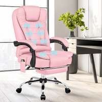 ALFORDSON Massage Office Chair Executive Heated Seat Gaming PU Leather Pink