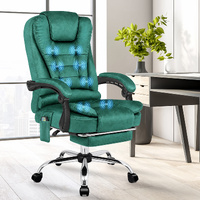 ALFORDSON Massage Office Chair Executive Heated Seat Gaming Racer Velvet Green