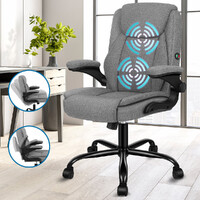 ALFORDSON Massage Office Chair Executive Computer Gaming Seat Linen Fabric Grey