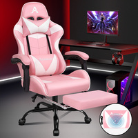 ALFORDSON Gaming Chair Office Executive Racing Footrest Seat PU Leather Pink