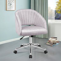 ALFORDSON Velvet Office Chair Swivel Armchair Work Seat Adult Kids Grey