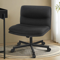 ALFORDSON Desk Chair Office Computer Armless Wide Seat Mid Back Fabric Black