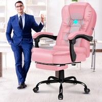 ALFORDSON Massage Office Chair FOOTREST Executive Gaming Racing Seat Pink PU