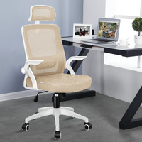 ALFORDSON Mesh Office Chair Executive Fabric Seat Tilt Gaming White & Beige