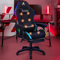 ALFORDSON Gaming Office Chair 12 RGB LED Massage Computer Seat Fabric Black