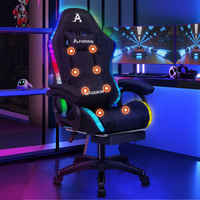 ALFORDSON LED Gaming Chair Office with 8-Point Massage Fabric Black