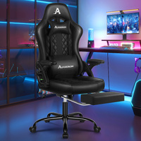 ALFORDSON Gaming Office Chair Massage Computer Footrest Seat Leather All Black