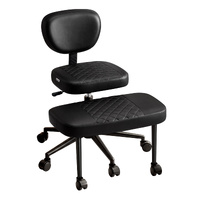 ALFORDSON Cross Legged Office Chair Kneeling Adjustable Swivel Leather Black