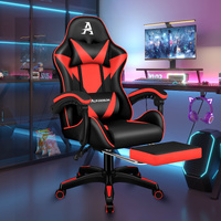 ALFORDSON Gaming Office Chair Massage Computer Footrest Seat Leather Black & Red