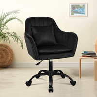ALFORDSON Velvet Office Chair Fabric Armchair Computer Swivel Adult Kids Black