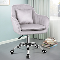 ALFORDSON Velvet Office Chair Computer Swivel Armchair Work Adult Kids Grey