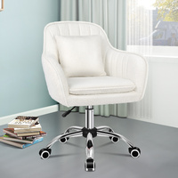ALFORDSON Boucle Office Chair Computer Swivel Armchair Work Adult Kids White