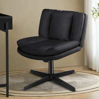 ALFORDSON Armless Office Desk Chair Mid Back Wide Seat Fabric Black