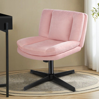 ALFORDSON Armless Office Desk Chair Mid Back Wide Seat Velvet Pink