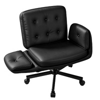 ALFORDSON Criss Cross Legged Office Chair Adjustable Armrests Leather Black