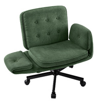 ALFORDSON Criss Cross Legged Office Chair Adjustable Armrests Chenille Green
