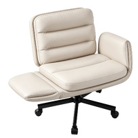 ALFORDSON Criss Cross Legged Office Chair Adjustable Armrests Leather Beige