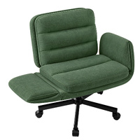 ALFORDSON Criss Cross Legged Office Chair Adjustable Armrests Chenille Green