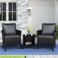 ALFORDSON Outdoor Furniture 3PCS Bistro Wicker Set Black