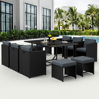 ALFORDSON Outdoor Dining Set 11 PCS Table Chairs Patio Lounge Wicker Furniture
