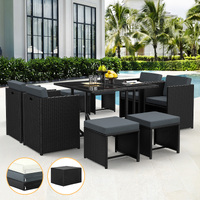 ALFORDSON Outdoor Dining Set 9 PCS Table Chairs Patio Lounge Wicker Furniture