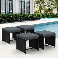 ALFORDSON Outdoor Patio Set 4 PCS Ottoman Wicker Garden Furniture
