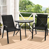 ALFORDSON 3PCS Outdoor Furniture Patio Table and Chairs Garden Bistro Set Black