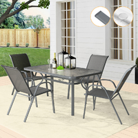 ALFORDSON 5PCS Outdoor Dining Set Table and Chairs Grey