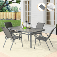 ALFORDSON 5PCS Outdoor Dining Table and Chairs Set Grey