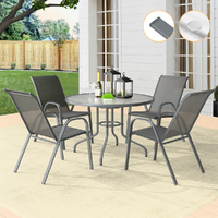 ALFORDSON 5PCS Outdoor Dining Set  Round Table and Chairs 90cm Grey