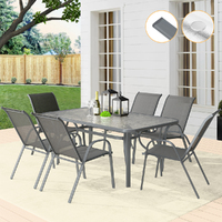 ALFORDSON 7PCS Outdoor Dining Set Patio Table and Chairs Garden Furniture Grey