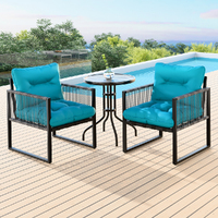ALFORDSON Outdoor Patio Furniture Set Side Table Lounge Chairs Glass Armchair