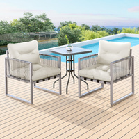 ALFORDSON Outdoor Patio Furniture Side Table Lounge Chairs Rattan Chair Beige