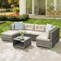 ALFORDSON 6 Seater Outdoor Lounge Setting 7PCS Sofa Set Furniture Light Grey