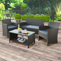 ALFORDSON 4PCS Outdoor Furniture Garden Patio Sofa Set Wicker Dark Grey