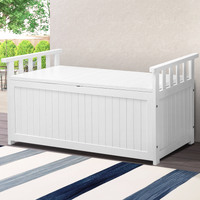 ALFORDSON Outdoor Storage Box Wooden Garden Bench Chest Tool Sheds White L