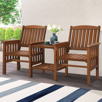 ALFORDSON Wooden Garden Bench Loveseat Outdoor Chairs Table Set Patio Brown