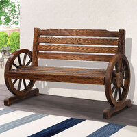 ALFORDSON Wooden Garden Bench Wagon Wheel Chair Seat Outdoor Patio Charcoal