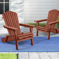 ALFORDSON 2x Outdoor Chairs Wooden Adirondack Patio Furniture Beach Garden Brown