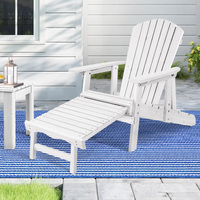 ALFORDSON Outdoor Chairs Wooden Adirondack w/ Ottoman Patio Beach Garden White