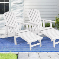 ALFORDSON 2x Outdoor Chairs Wooden Adirondack w/ Ottoman Patio Beach Garden White