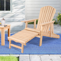 ALFORDSON Outdoor Chairs Wooden Adirondack w/ Ottoman Patio Beach Garden Natural