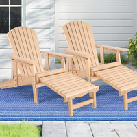 ALFORDSON 2x Outdoor Chairs Wooden Adirondack w/ Ottoman Patio Beach Garden Wood