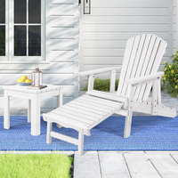 ALFORDSON Adirondack Chair Table 2PCS Set Outdoor Furniture w/ Ottoman Beach White