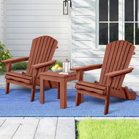 ALFORDSON Adirondack Chairs Table 3PCS Set Wooden Outdoor Furniture Beach Brown