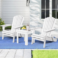 ALFORDSON Adirondack Chairs Table 3PCS Set Wooden Outdoor Furniture Beach White