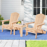 ALFORDSON Adirondack Chairs Table 3PCS Set Wooden Outdoor Furniture Beach Wood