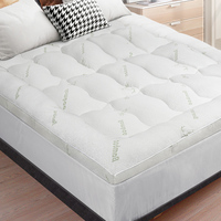 STARRY EUCALYPT Bamboo Fibre Pillowtop Mattress Topper Underlay Pad Cover King Single 7.5cm