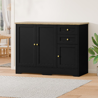 ALFORDSON Buffet Sideboard Cupboard Cabinet 3 Doors Pantry Storage Drawers Black