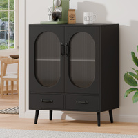 ALFORDSON Buffet Sideboard Storage Cabinet Fluted Doors Drawers Cupboard Black